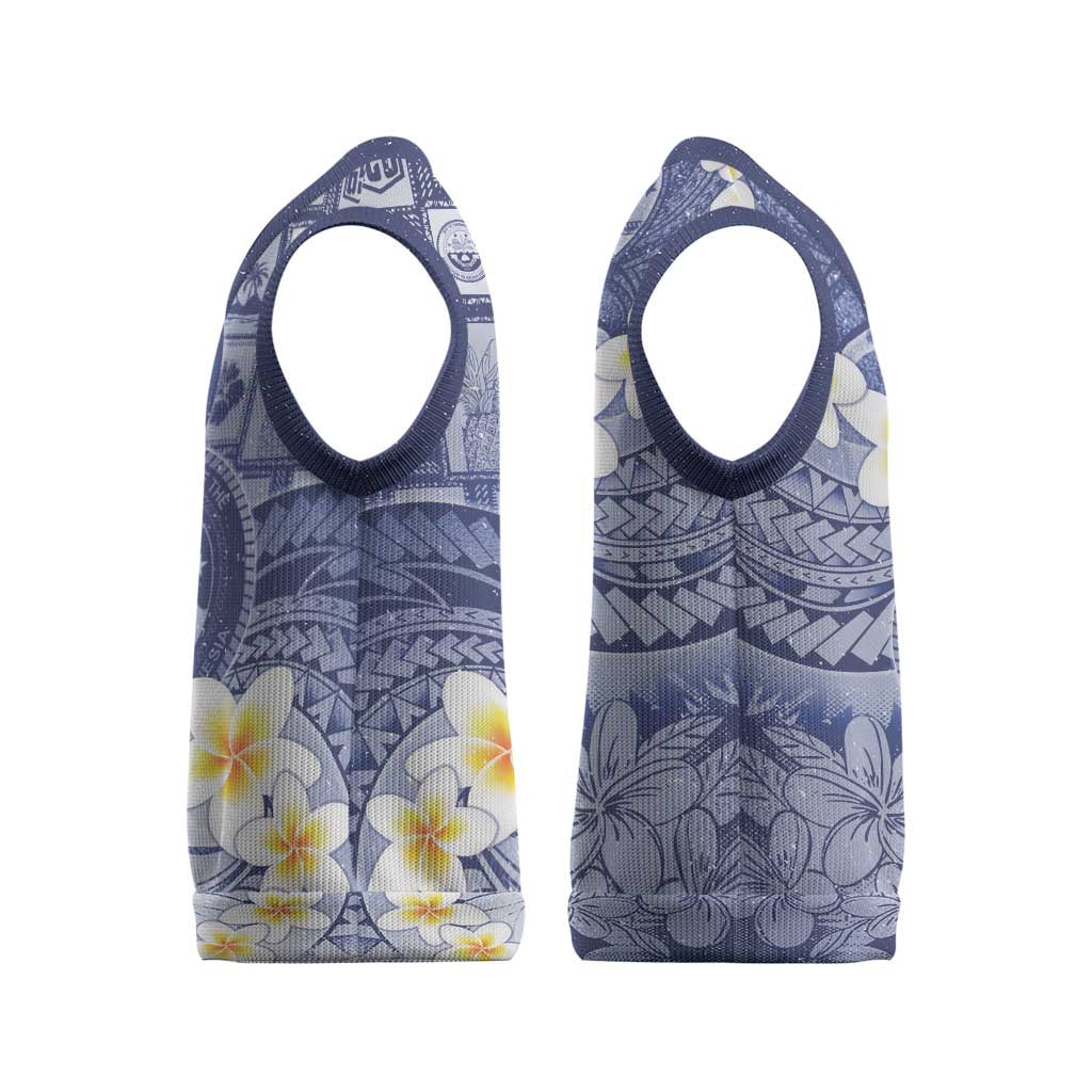 Federated States Of Micronesia Christmas Knitted V-Neck Vest Retro Style Dark Version - Polynesian Pride