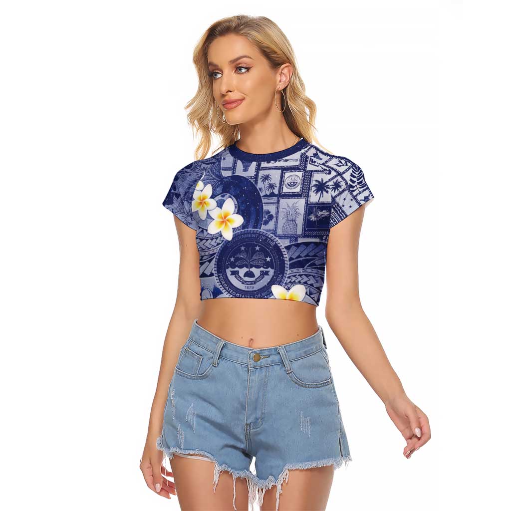 Federated States Of Micronesia Christmas Raglan Cropped T Shirt Retro Style Dark Version - Polynesian Pride