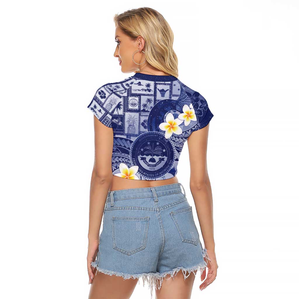 Federated States Of Micronesia Christmas Raglan Cropped T Shirt Retro Style Dark Version - Polynesian Pride