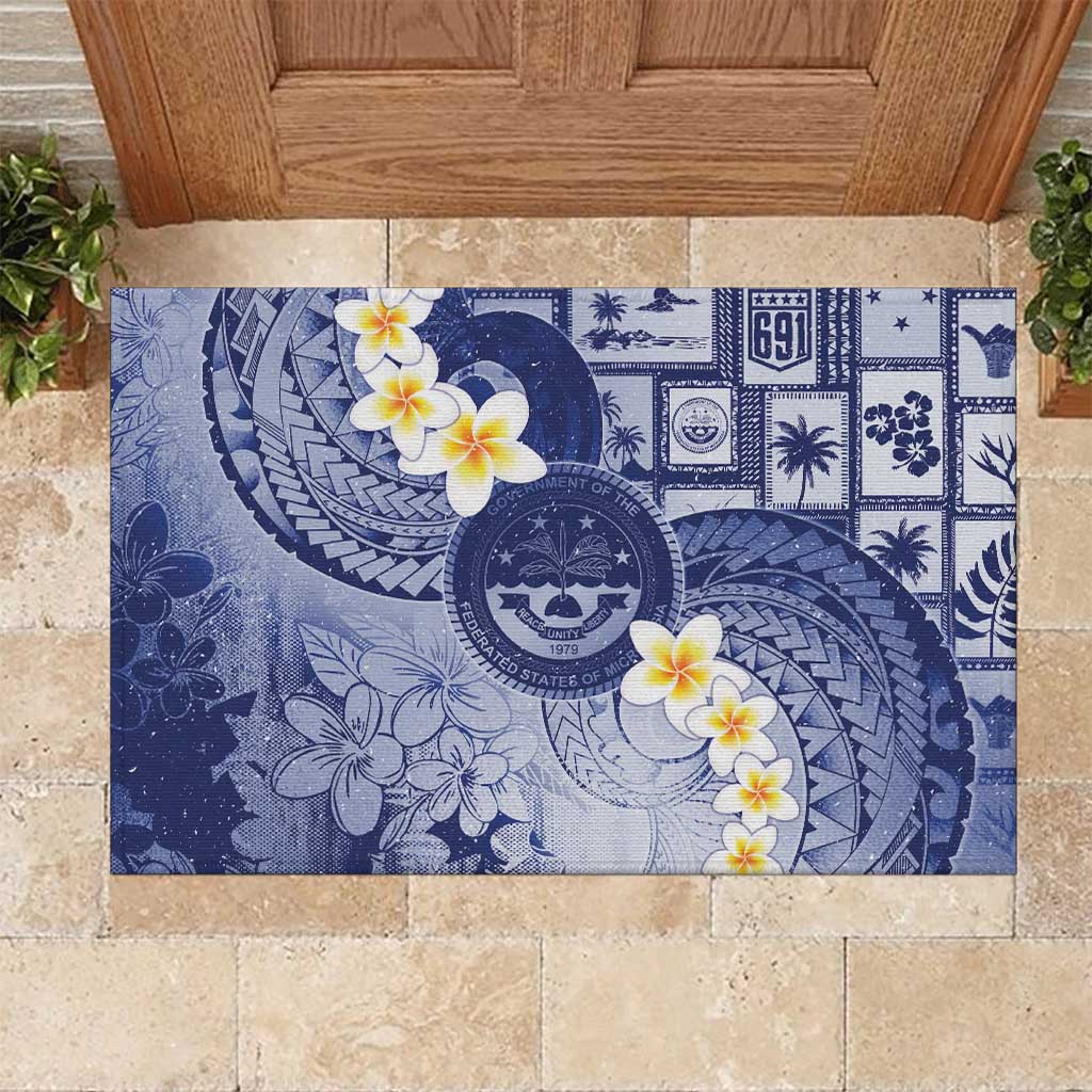 Federated States Of Micronesia Christmas Rubber Doormat Retro Style Dark Version - Polynesian Pride