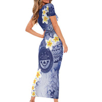 Federated States Of Micronesia Christmas Short Sleeve Bodycon Dress Retro Style Dark Version - Polynesian Pride