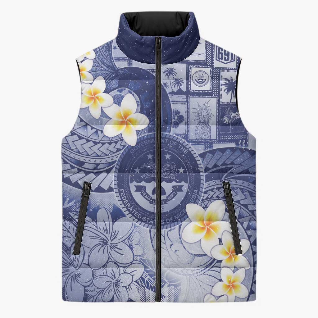 Federated States Of Micronesia Christmas Sleeveless Puffer Jacket Retro Style Dark Version - Polynesian Pride