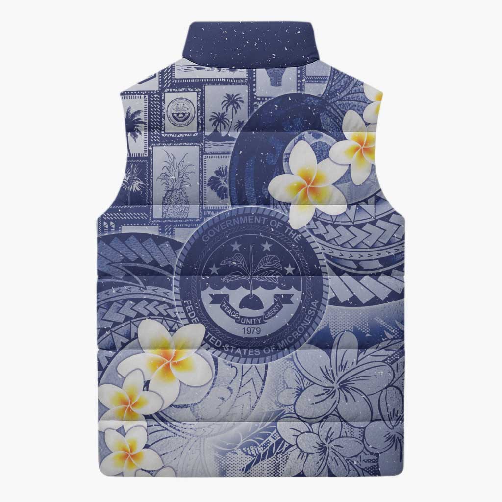 Federated States Of Micronesia Christmas Sleeveless Puffer Jacket Retro Style Dark Version - Polynesian Pride