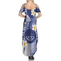Federated States Of Micronesia Christmas Summer Maxi Dress Retro Style Dark Version - Polynesian Pride