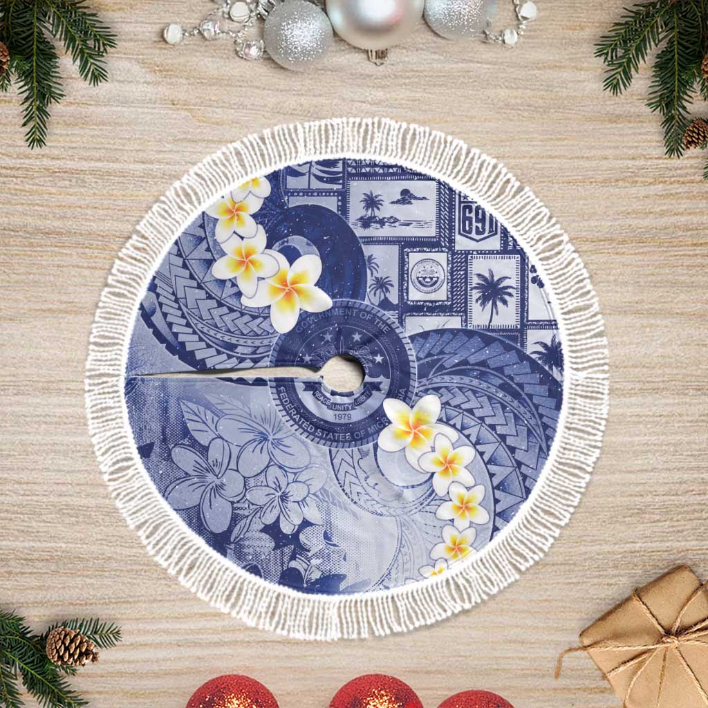 Federated States Of Micronesia Christmas Tree Skirt Retro Style Dark Version - Polynesian Pride