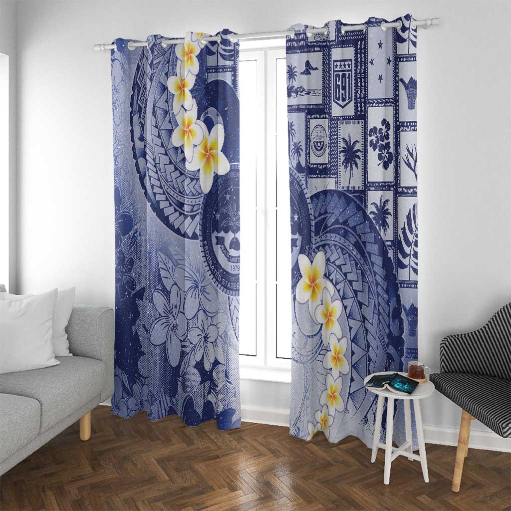 Federated States Of Micronesia Christmas Window Curtain Retro Style Dark Version - Polynesian Pride