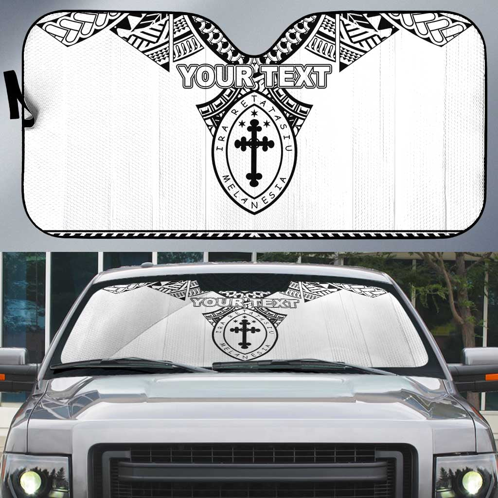 Personalised Melanesian Brotherhood Auto Sun Shade With Tribal Pattern LT05 White - Polynesian Pride