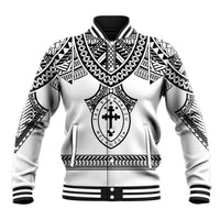 Personalised Melanesian Brotherhood Baseball Jacket With Tribal Pattern LT05 Unisex White - Polynesian Pride