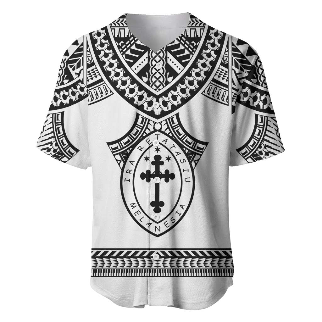 Personalised Melanesian Brotherhood Baseball Jersey With Tribal Pattern LT05 White - Polynesian Pride