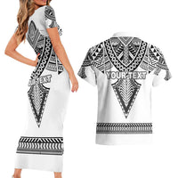 Personalised Melanesian Brotherhood Couples Matching Short Sleeve Bodycon Dress and Hawaiian Shirt With Tribal Pattern - Polynesian Pride