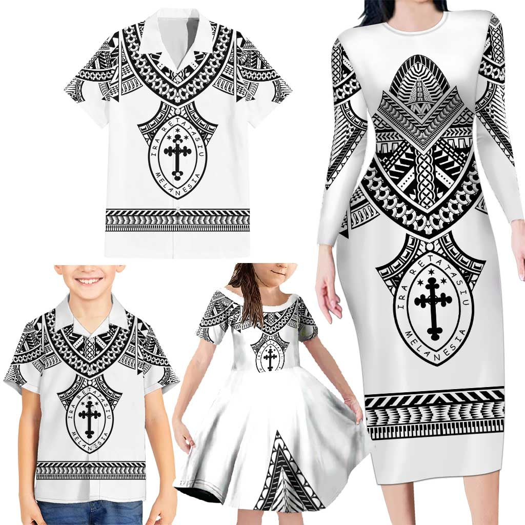 Personalised Melanesian Brotherhood Family Matching Long Sleeve Bodycon Dress and Hawaiian Shirt With Tribal Pattern - Polynesian Pride