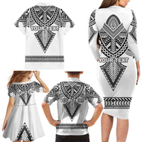 Personalised Melanesian Brotherhood Family Matching Long Sleeve Bodycon Dress and Hawaiian Shirt With Tribal Pattern - Polynesian Pride