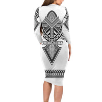 Personalised Melanesian Brotherhood Family Matching Long Sleeve Bodycon Dress and Hawaiian Shirt With Tribal Pattern - Polynesian Pride
