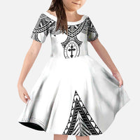 Personalised Melanesian Brotherhood Family Matching Off The Shoulder Long Sleeve Dress and Hawaiian Shirt With Tribal Pattern - Polynesian Pride