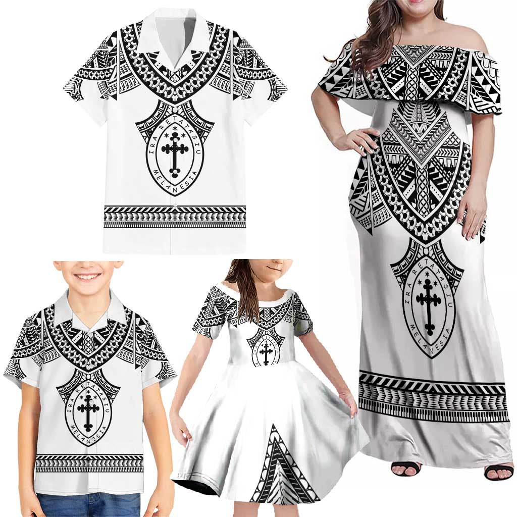 Personalised Melanesian Brotherhood Family Matching Off Shoulder Maxi Dress and Hawaiian Shirt With Tribal Pattern - Polynesian Pride