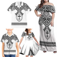 Personalised Melanesian Brotherhood Family Matching Off Shoulder Maxi Dress and Hawaiian Shirt With Tribal Pattern - Polynesian Pride