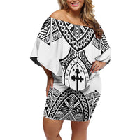 Personalised Melanesian Brotherhood Family Matching Off Shoulder Short Dress and Hawaiian Shirt With Tribal Pattern - Polynesian Pride