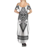 Personalised Melanesian Brotherhood Family Matching Summer Maxi Dress and Hawaiian Shirt With Tribal Pattern - Polynesian Pride