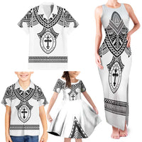 Personalised Melanesian Brotherhood Family Matching Tank Maxi Dress and Hawaiian Shirt With Tribal Pattern - Polynesian Pride