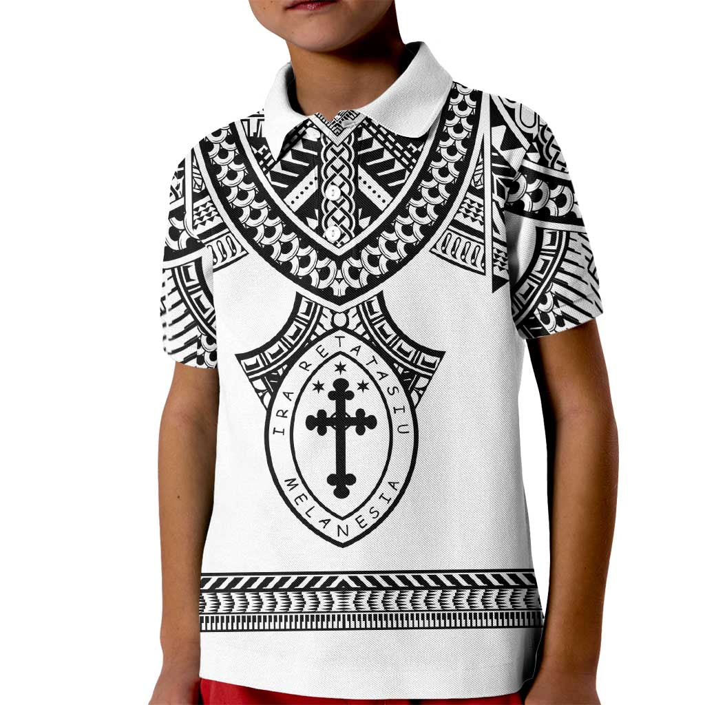 Personalised Melanesian Brotherhood Kid Polo Shirt With Tribal Pattern LT05 Kid White - Polynesian Pride