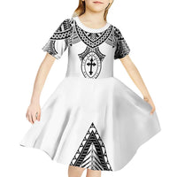 Personalised Melanesian Brotherhood Kid Short Sleeve Dress With Tribal Pattern LT05 - Polynesian Pride