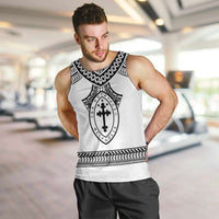 Personalised Melanesian Brotherhood Men Tank Top With Tribal Pattern LT05 White - Polynesian Pride