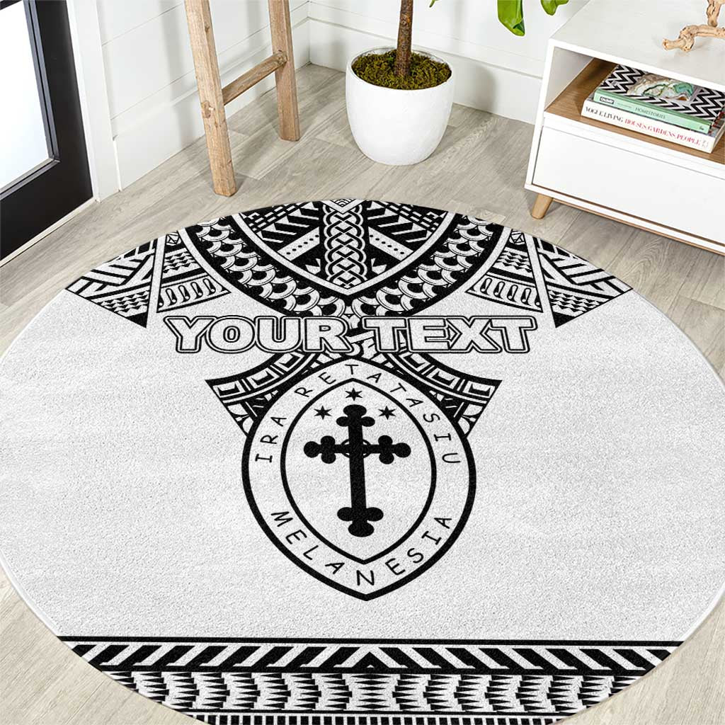 Personalised Melanesian Brotherhood Round Carpet With Tribal Pattern LT05 White - Polynesian Pride