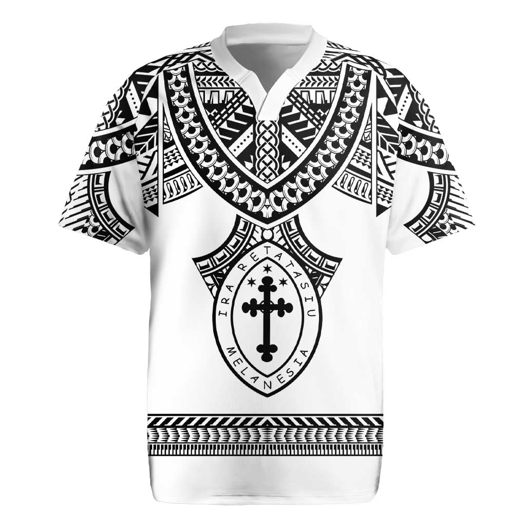Personalised Melanesian Brotherhood Rugby Jersey With Tribal Pattern LT05 White - Polynesian Pride