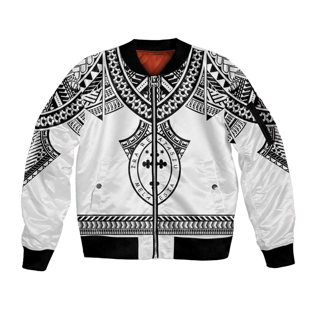 Personalised Melanesian Brotherhood Sleeve Zip Bomber Jacket With Tribal Pattern - Polynesian Pride
