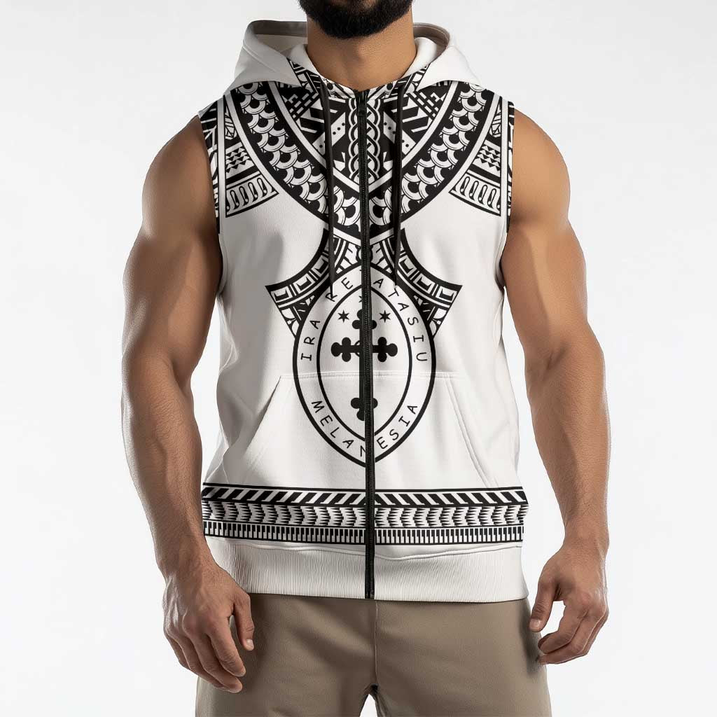 Personalised Melanesian Brotherhood Sleeveless Zip Hoodie With Tribal Pattern LT05 - Polynesian Pride