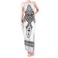 Personalised Melanesian Brotherhood Tank Maxi Dress With Tribal Pattern LT05 Women White - Polynesian Pride