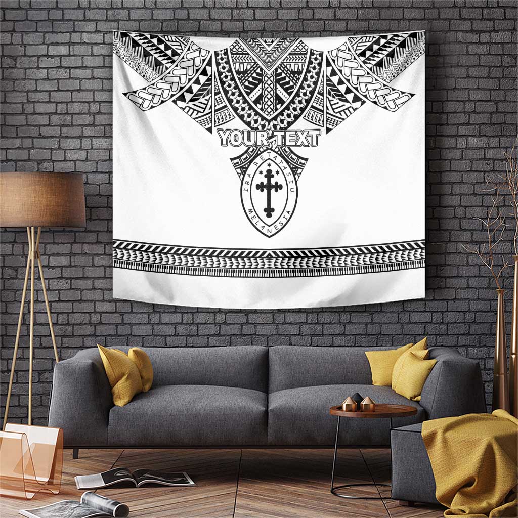 Personalised Melanesian Brotherhood Tapestry With Tribal Pattern LT05 White - Polynesian Pride