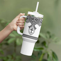 Personalised Melanesian Brotherhood Tumbler With Handle With Tribal Pattern - Polynesian Pride