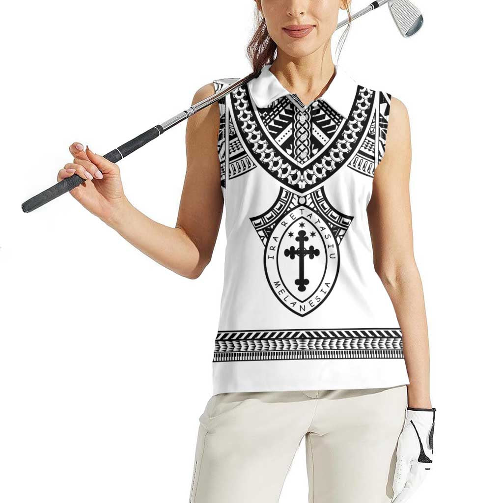 Personalised Melanesian Brotherhood Women Sleeveless Polo Shirt With Tribal Pattern LT05 - Polynesian Pride