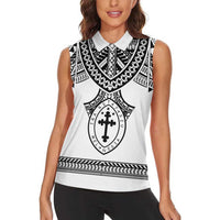 Personalised Melanesian Brotherhood Women Sleeveless Polo Shirt With Tribal Pattern LT05 - Polynesian Pride