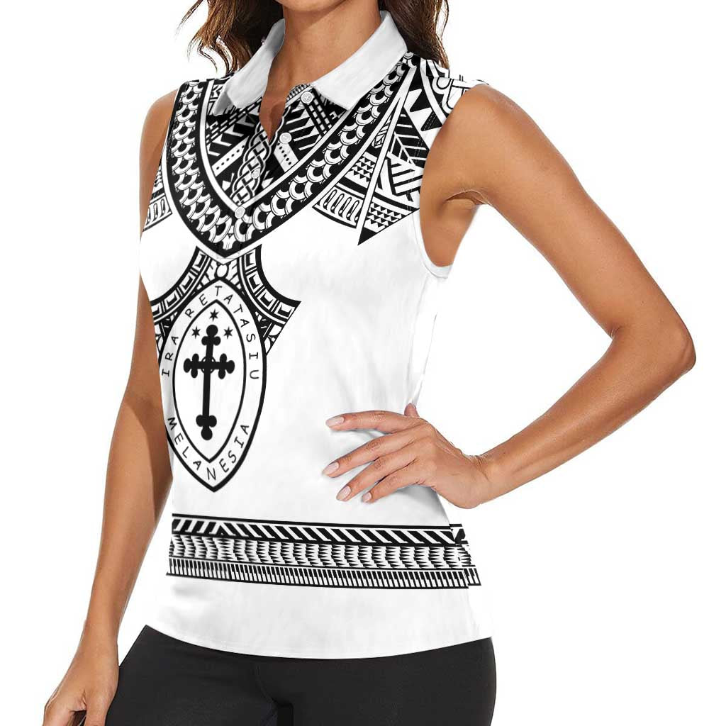Personalised Melanesian Brotherhood Women Sleeveless Polo Shirt With Tribal Pattern LT05 - Polynesian Pride