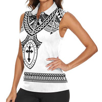 Personalised Melanesian Brotherhood Women Sleeveless Polo Shirt With Tribal Pattern LT05 - Polynesian Pride