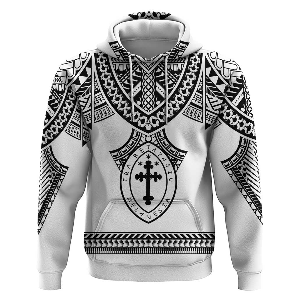 Personalised Melanesian Brotherhood Zip Hoodie With Tribal Pattern LT05 Pullover Hoodie White - Polynesian Pride