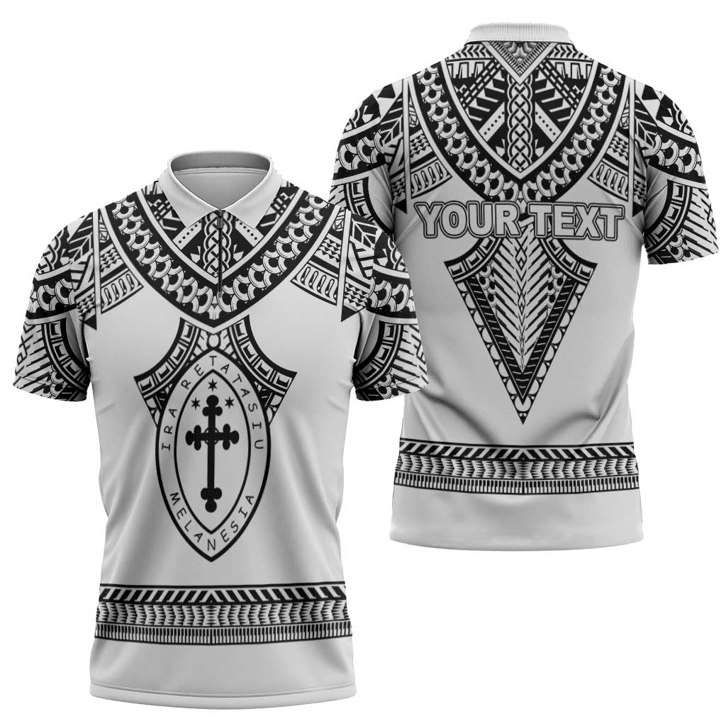 Personalised Melanesian Brotherhood Zipper Polo Shirt With Tribal Pattern - Polynesian Pride
