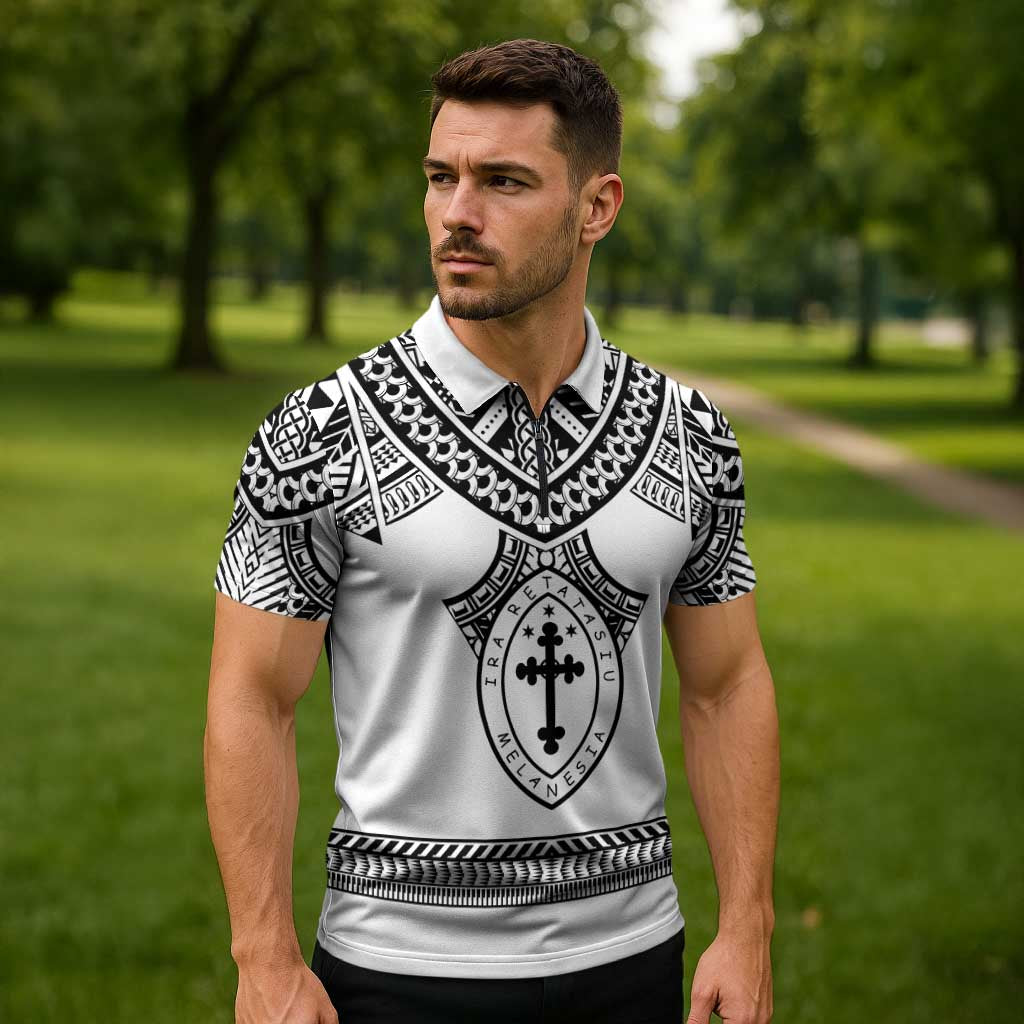Personalised Melanesian Brotherhood Zipper Polo Shirt With Tribal Pattern - Polynesian Pride