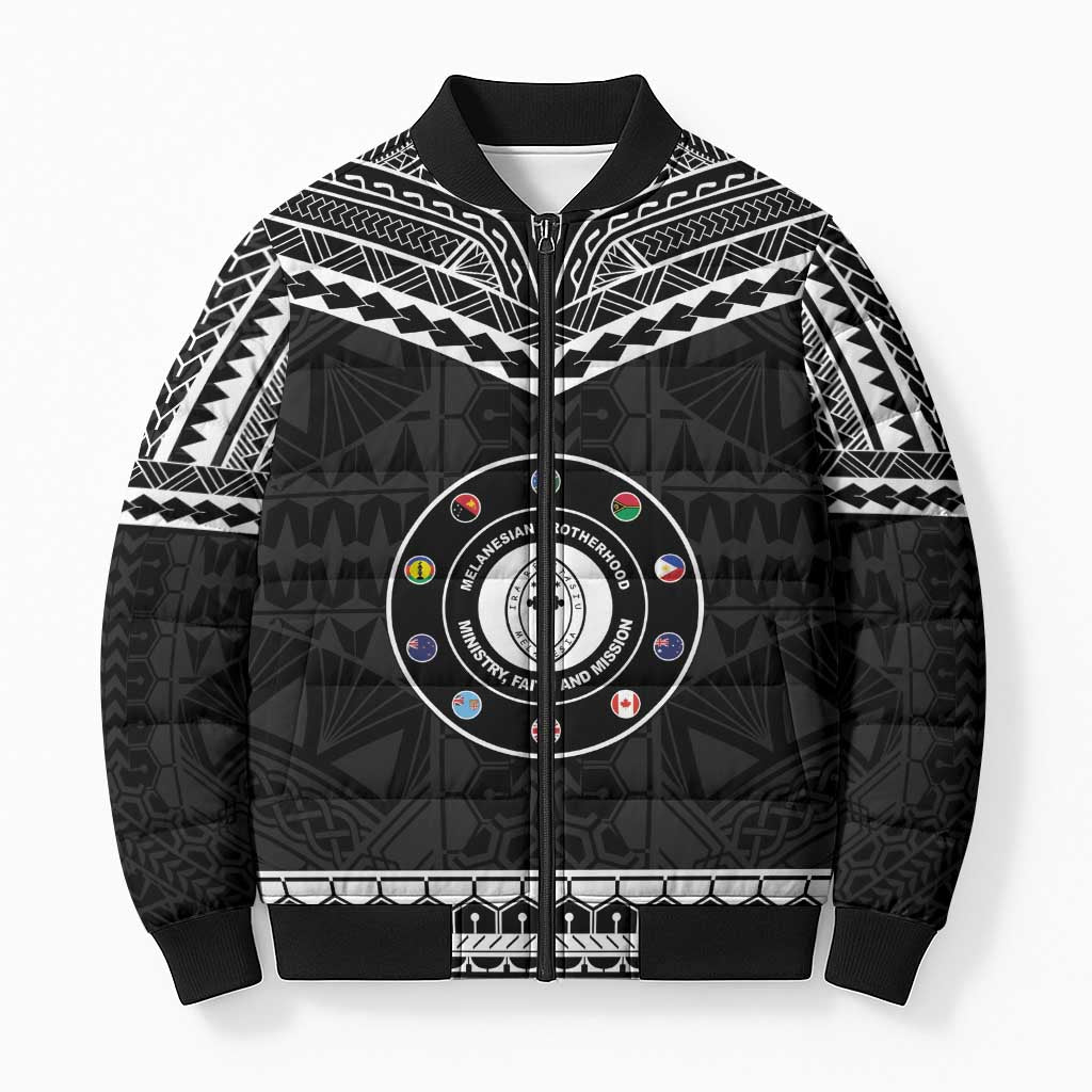 Personalised Melanesian Brotherhood Bomber Puffer Jacket Ministry Faith And Mission - Polynesian Pride