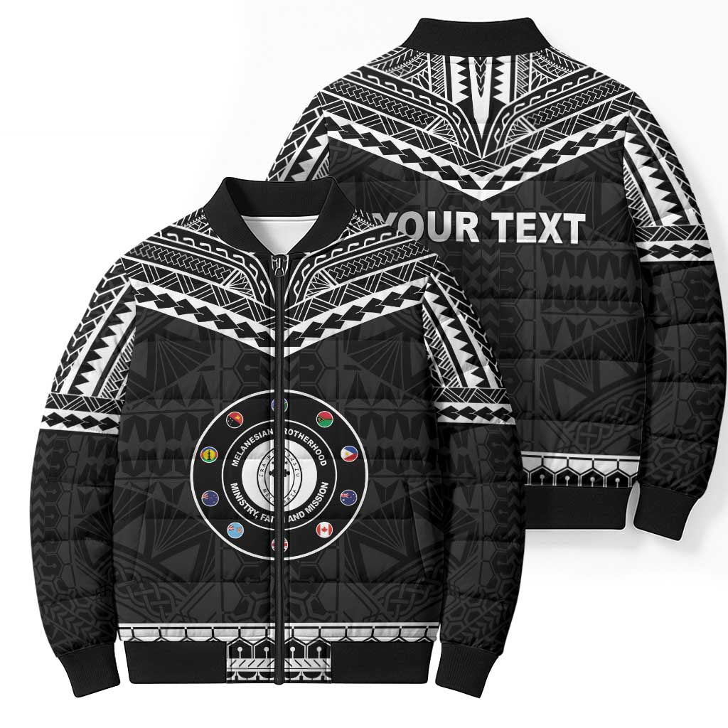 Personalised Melanesian Brotherhood Bomber Puffer Jacket Ministry Faith And Mission - Polynesian Pride