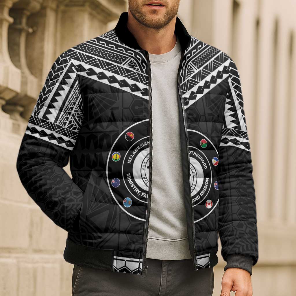 Personalised Melanesian Brotherhood Bomber Puffer Jacket Ministry Faith And Mission - Polynesian Pride