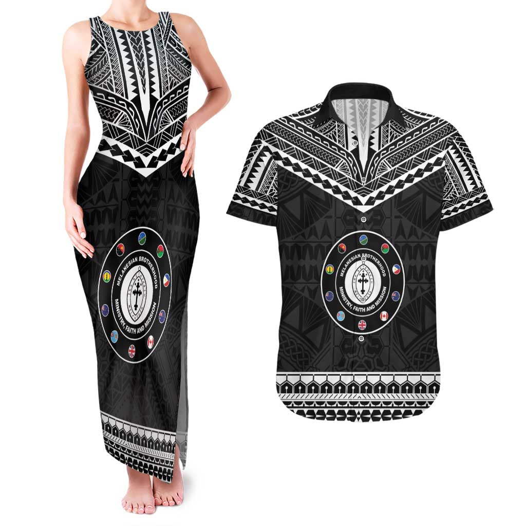 Personalised Melanesian Brotherhood Couples Matching Tank Maxi Dress and Hawaiian Shirt Ministry Faith And Mission - Polynesian Pride