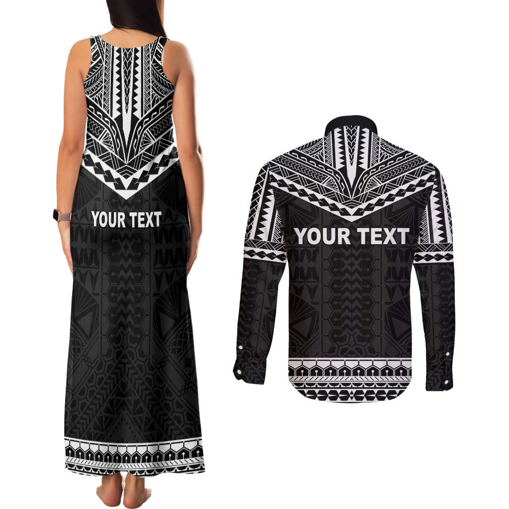 Personalised Melanesian Brotherhood Couples Matching Tank Maxi Dress and Long Sleeve Button Shirt Ministry Faith And Mission - Polynesian Pride