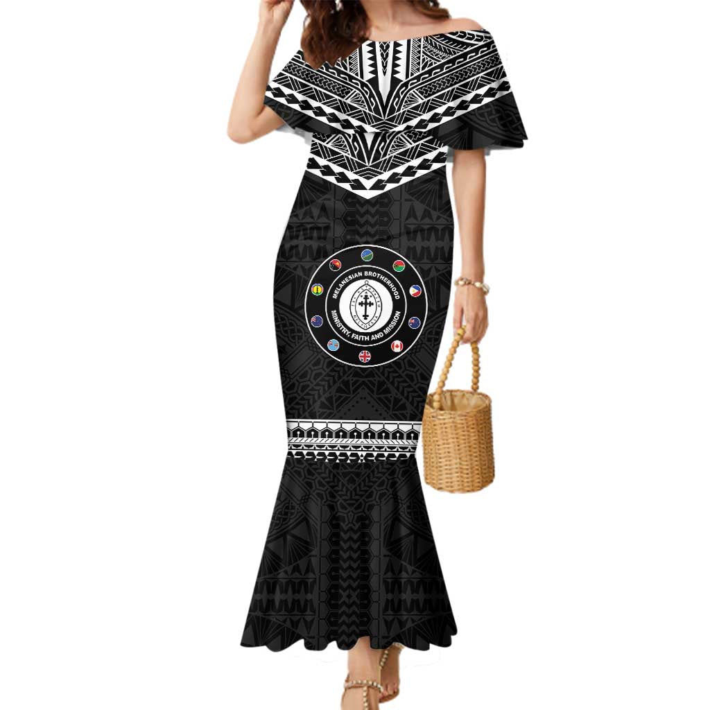 Personalised Melanesian Brotherhood Family Matching Mermaid Dress and Hawaiian Shirt Ministry Faith And Mission - Polynesian Pride