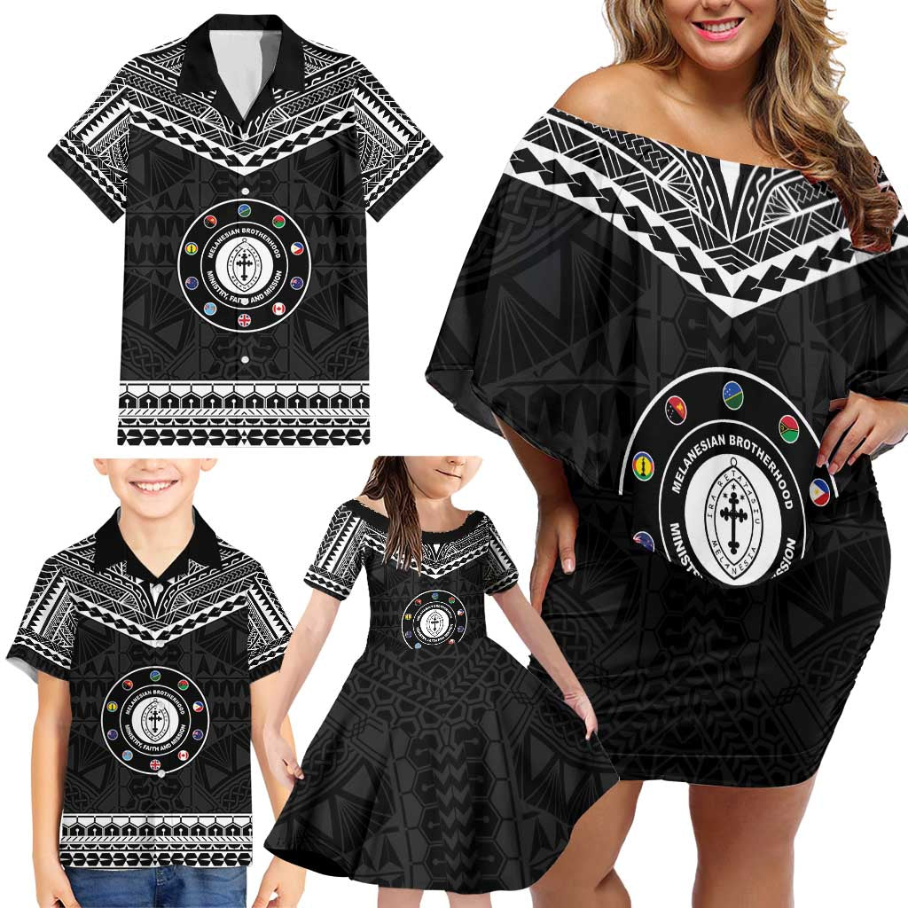 Personalised Melanesian Brotherhood Family Matching Off Shoulder Short Dress and Hawaiian Shirt Ministry Faith And Mission - Polynesian Pride
