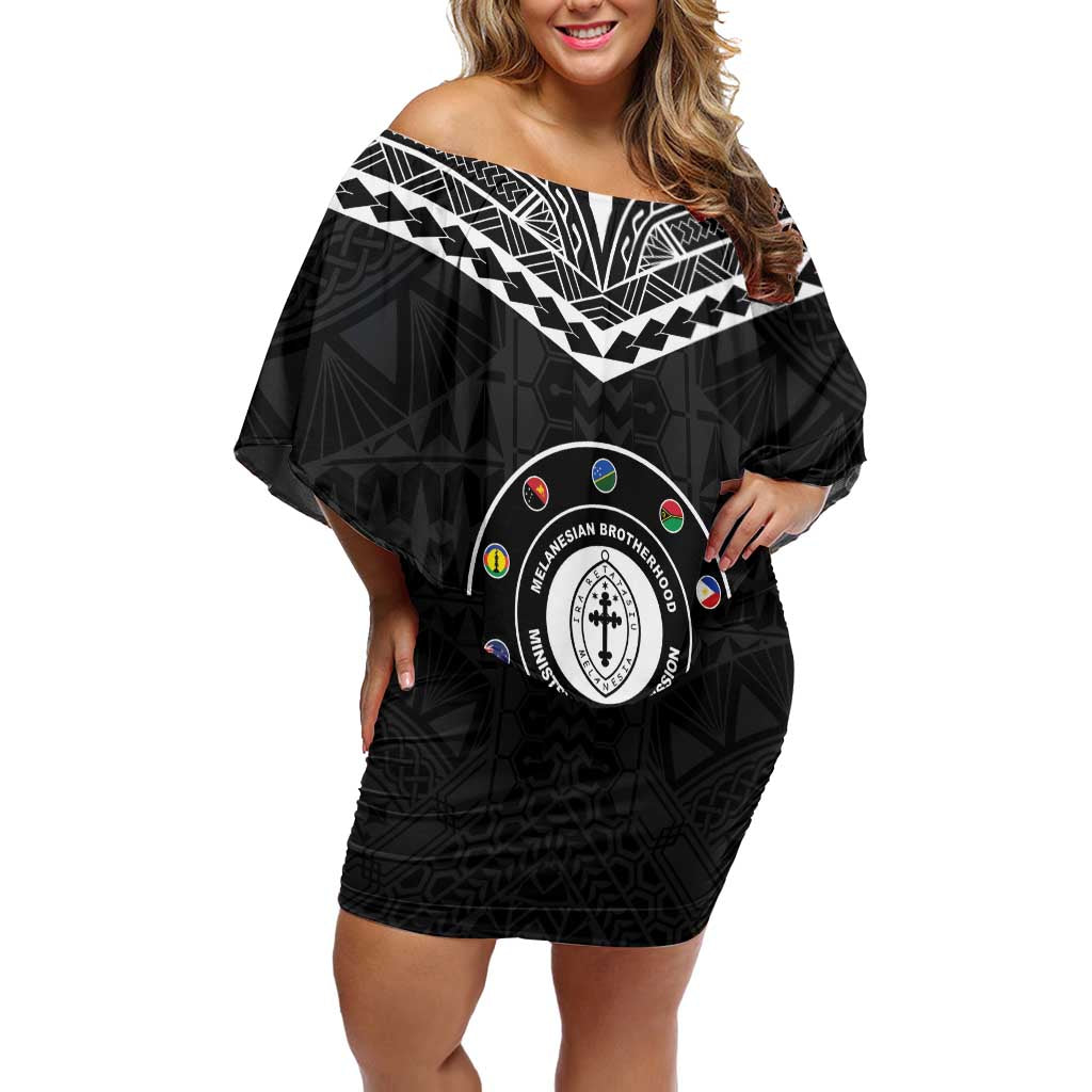 Personalised Melanesian Brotherhood Family Matching Off Shoulder Short Dress and Hawaiian Shirt Ministry Faith And Mission - Polynesian Pride