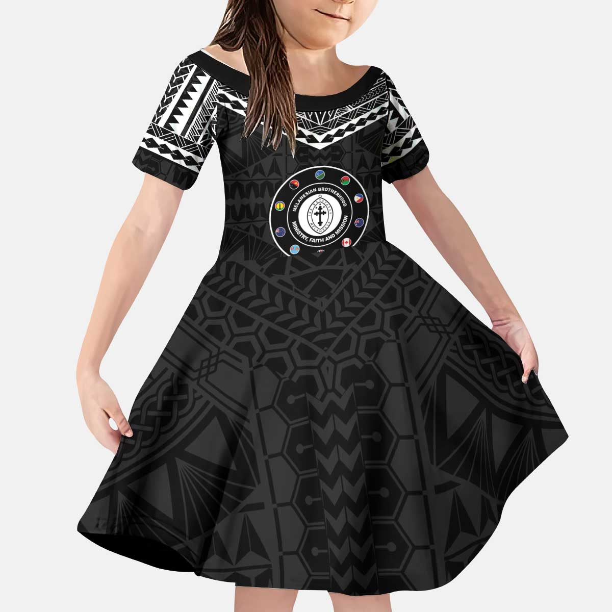 Personalised Melanesian Brotherhood Kid Short Sleeve Dress Ministry Faith And Mission LT05 KID Black - Polynesian Pride