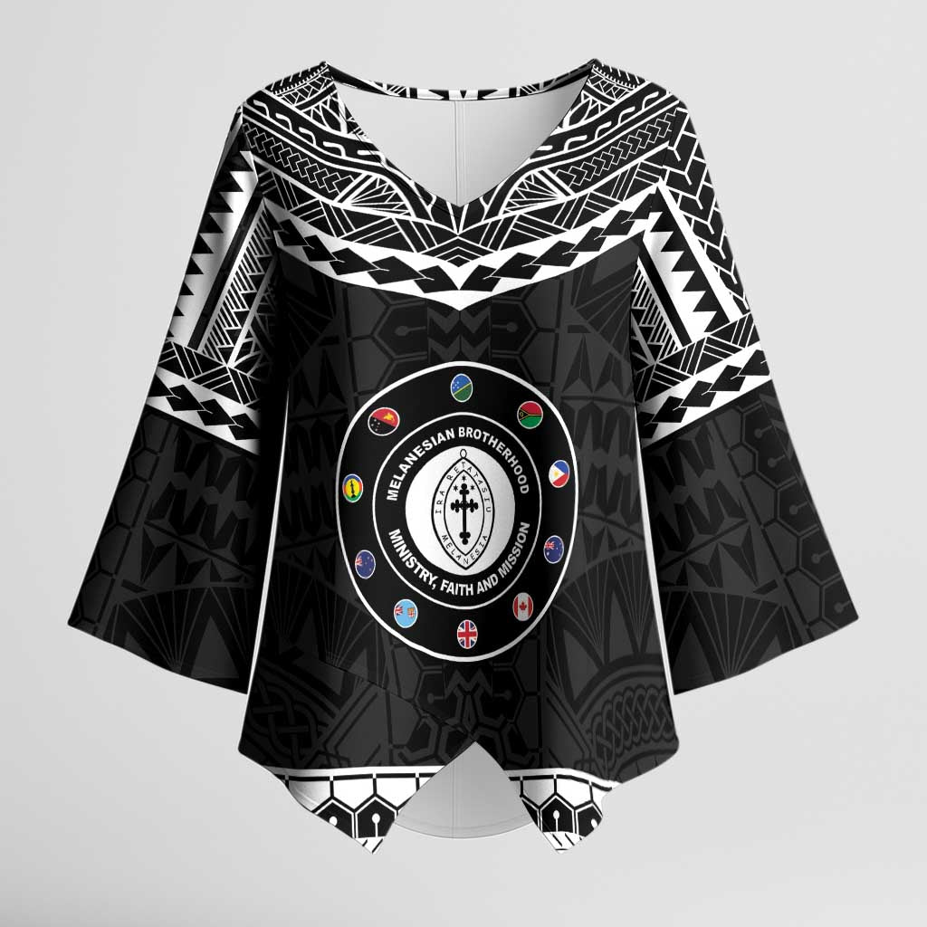 Personalised Melanesian Brotherhood Kimono Sleeve Blouse Ministry Faith And Mission LT05 Female Black - Polynesian Pride